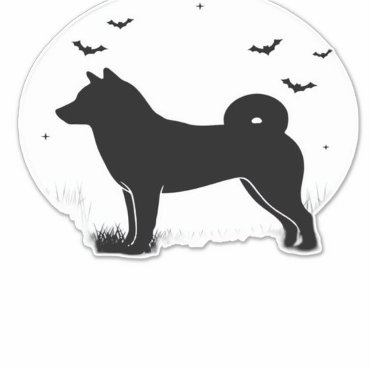 Sticker Shiba Inu Dog � Halloween Moon Silhouette Oversize (Devant)