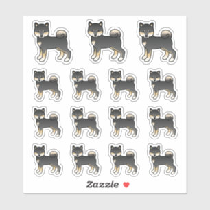 Sticker Shiba Inu noir et feu Chien de dessin animé mignon