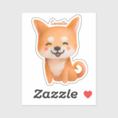 Sticker Shiba Inu souriant mignon (Feuille)