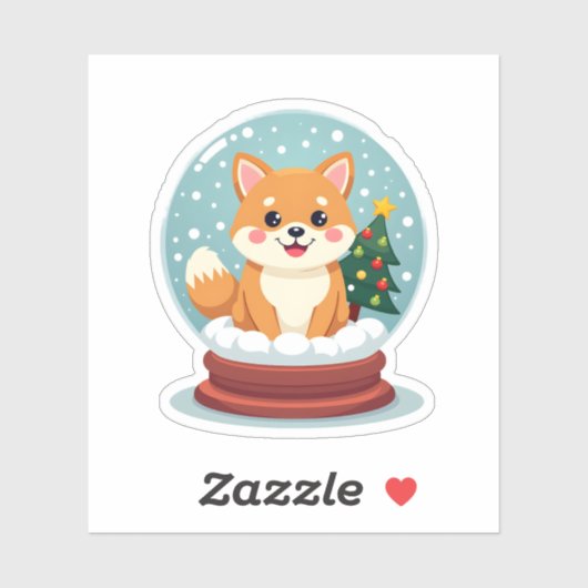 Sticker Shiba Snow Globe (Feuille)