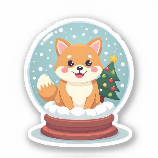 Sticker Shiba Snow Globe (Devant)