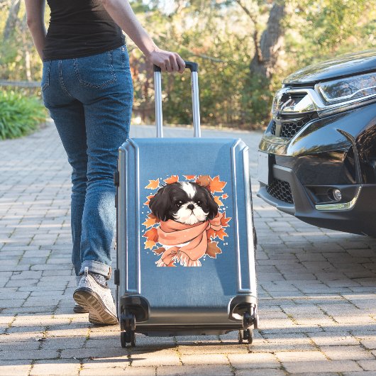 Sticker Shih Tzu Fall Dog Automne quitte Thanksgiving Copi (Valise Insitu)