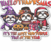 Sticker Shih Tzu Halloween Thanksgiving Noël Classique (Devant)