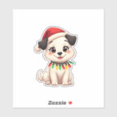 Sticker Shih Tzu Santa Christmas Tree Lights Xmas Dog Love (Feuille)