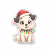Sticker Shih Tzu Santa Christmas Tree Lights Xmas Dog Love (Devant)