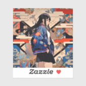 Sticker 【SHOP限定イラスト】和柄JKシール 寿司娘 GenerativeAI (Feuille)