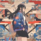 Sticker 【SHOP限定イラスト】和柄JKシール 寿司娘 GenerativeAI (Devant)