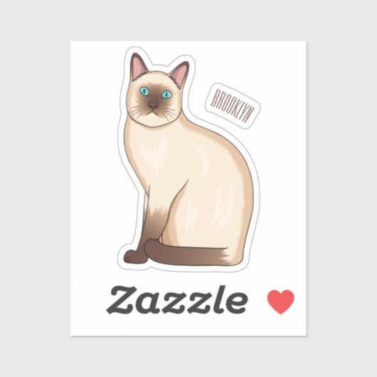 Sticker Siamese cat cartoon (Feuille)