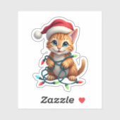 Sticker Siamese Cat Christmas V-Neck (3) (Feuille)