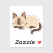 Sticker Siamese Cat – Sleeping Brown and Cream Cute Kitty (Feuille)