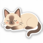 Sticker Siamese Cat – Sleeping Brown and Cream Cute Kitty (Recto)