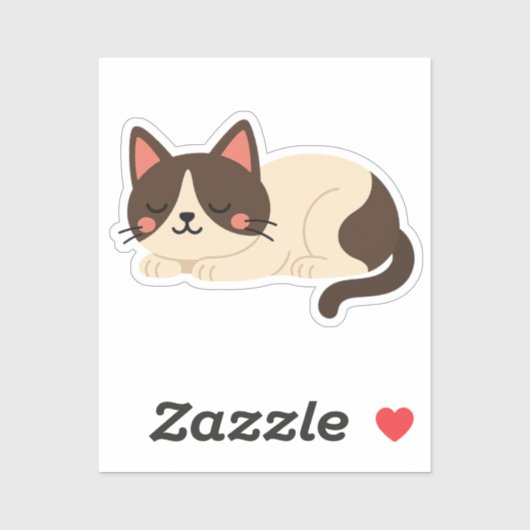 Sticker Siamese Cat Sleeping – Cream and Brown Cartoon (Feuille)