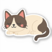 Sticker Siamese Cat Sleeping – Cream and Brown Cartoon (Recto)