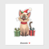 Sticker Siamese Chat Noël Noël Père Noël Chat Siamese (Feuille)