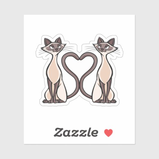 Sticker Siamese Chats Heart (Feuille)