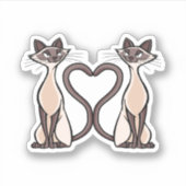Sticker Siamese Chats Heart (Devant)