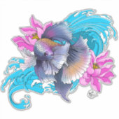 Sticker Siamese Combattre Le Poisson Floral (Devant)