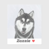 Sticker Sibérie Husky (noir et blanc) Peinture Chien Art (Feuille)