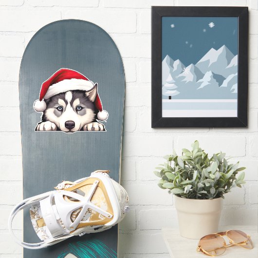 Sticker Sibérien HuskyVinyl Festive Noël (Snowboard)
