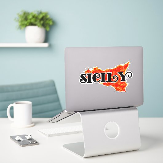 Sticker Sicile (Ordinateur portable sur le bureau)