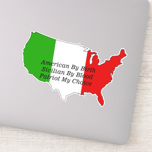 Sticker Sicilian American Italian Patriot USA Map 