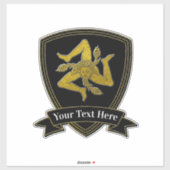 Sticker Sicilienne Trinacria Votre Texte (Feuille)