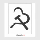 Sticker Sickle And Hammer, Heart, Love, Communism (Feuille)