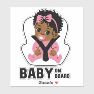 Sticker Siège Auto Bébé à Bord Fille Afro-Américaine