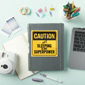 Sticker Signal de prudence - Dormir est ma superpuissance (Couverture iPad)