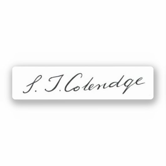 Sticker Signature de Samuel Taylor Coleridge (Recto)
