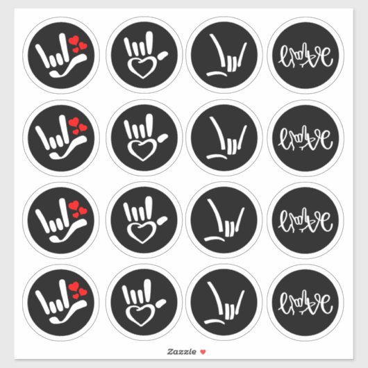 Sticker « Signé avec amour – ASL ILY » (Feuille)
