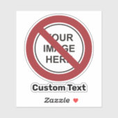 Sticker Signe circulaire d'interdiction avec texte et imag (Feuille)
