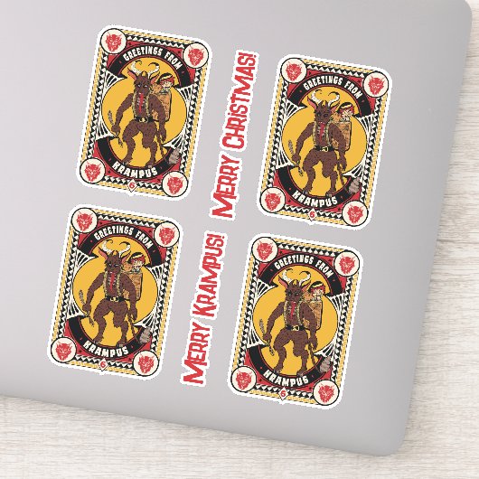 Sticker Signe de Noël de Krampus portant des jouets (Détail)