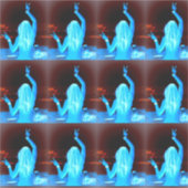 Sticker signe de paix de la fille hippie bleue (Devant)