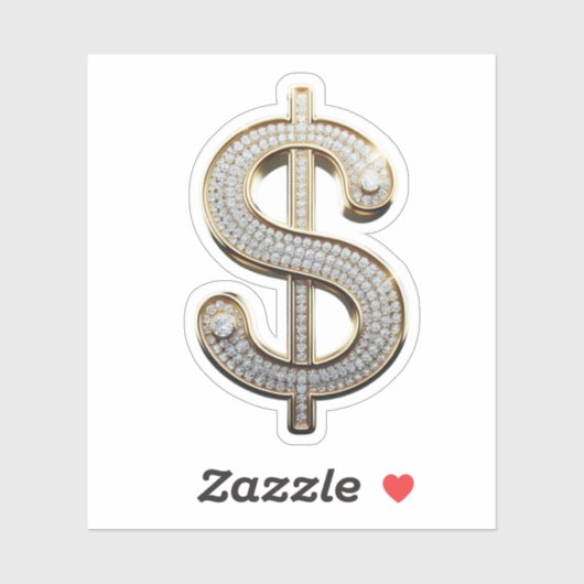 Sticker Signe diamant et argent Dollar (Feuille)