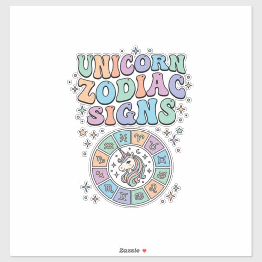 Sticker Signe du zodiaque licorne Kawaii Design vectoriel_ (Feuille)