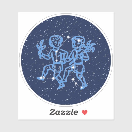 Sticker Signe Gemini Constellation et Zodiaque avec étoile (Feuille)