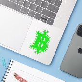 Sticker SIGNE VERT BAHT ฿ devises thaïlandaises ฿ (Ordinateur portable avec iPhone)