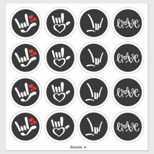 Sticker “Signed with Love – ASL ILY” (Feuille)