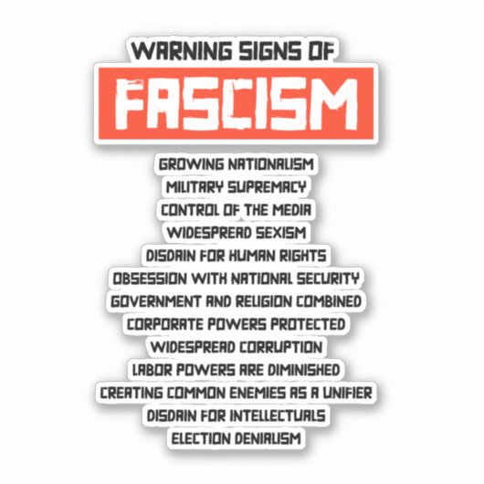 Sticker Signes d'alerte précoce du fascisme (Devant)