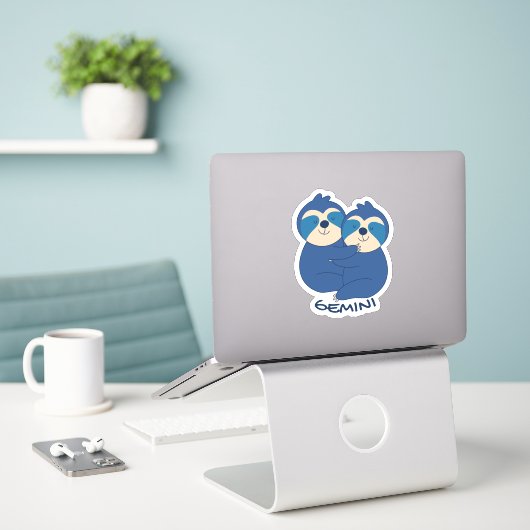 STICKER SIGNES ZODIAC AVEC PARCOURS ET GEMINI DE CAFÉ (Ordinateur portable sur le bureau)