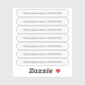 Sticker S'il est trouvé, veuillez contacter/revenir à x6 (Feuille)