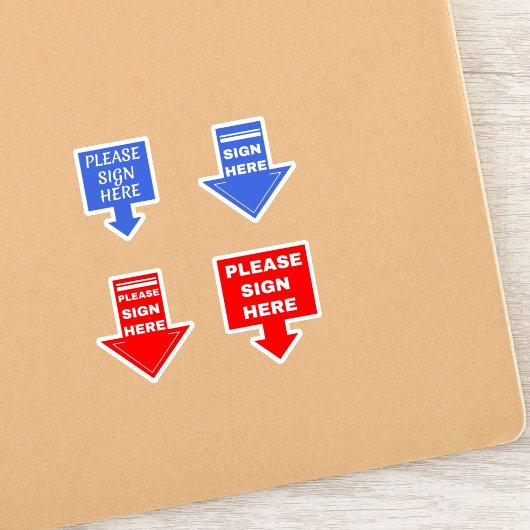 Sticker S'il vous plaît signer ici (Flèche signature) Bleu