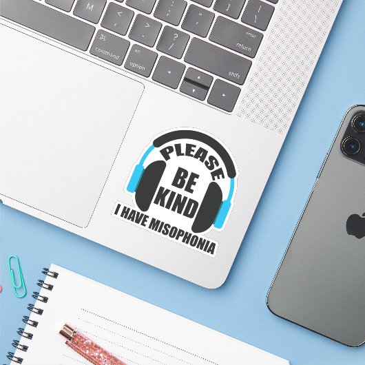 Sticker S'Il Vous Plaît, Soyez Semblable Que J'Ai Une Sens (Ordinateur portable avec iPhone)