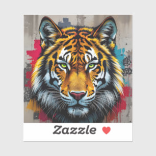 Sticker Silent Strength – Carré de graffiti de tigre en vi