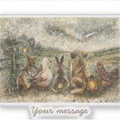 Sticker Silent Watching Whimsical Farmhouse Animals  (Devant)