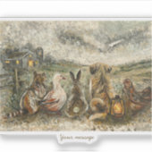 Sticker Silent Watching Whimsical Farmhouse Animals  (Devant)