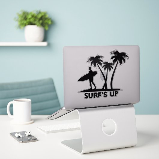 Sticker Silhoette Surfer (Ordinateur portable sur le bureau)