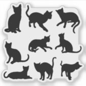 Sticker Silhouette Black Kitty Chat Collection Famille Pot (Devant)