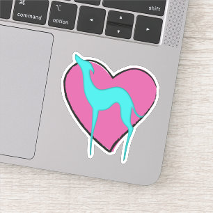 Sticker Silhouette blanche grise et coeur rose mignon